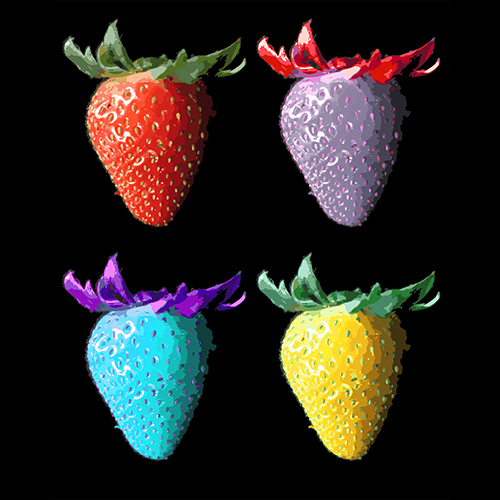 4 Strawberries in Different Colors