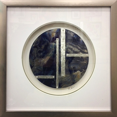 modern art in a frame with white matte
