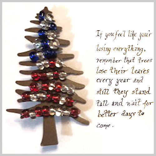 tree with red and blue beads