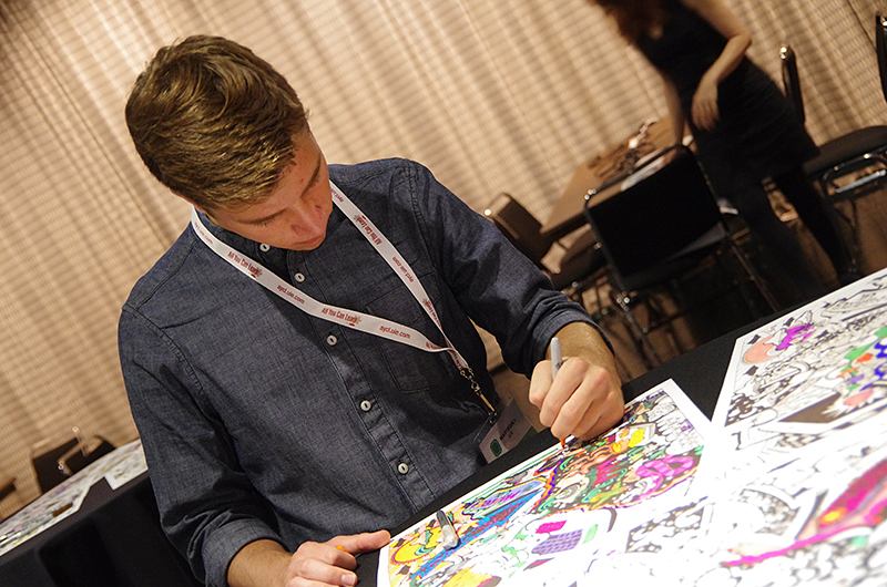 Man coloring