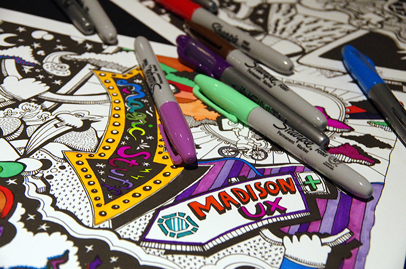 Madison UX poster colored with markers