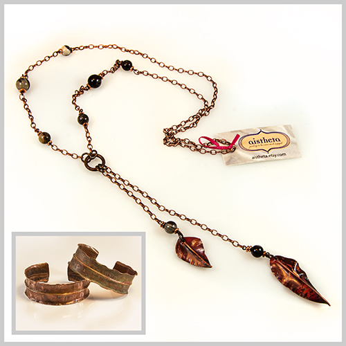 Copper leaf necklaces