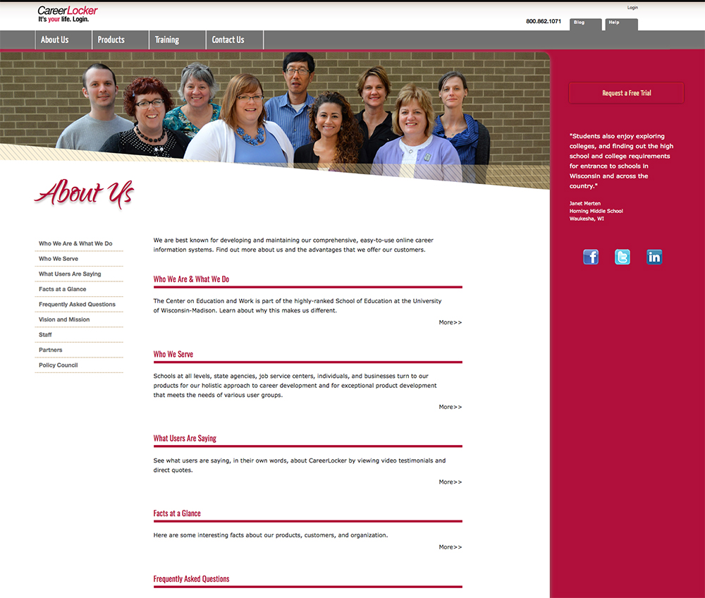 About Us page