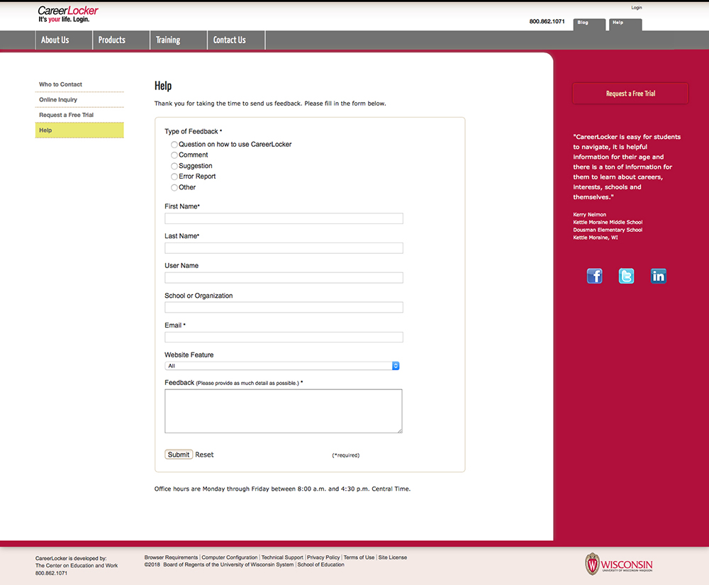 Help page