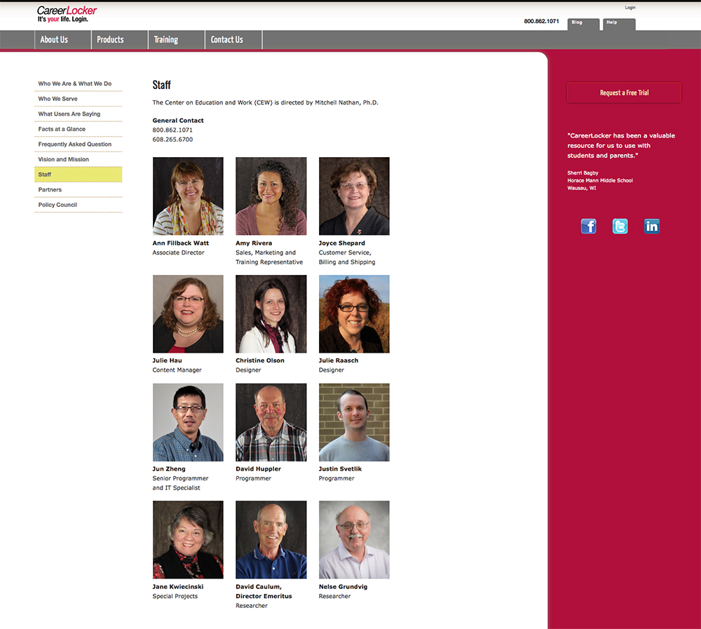 Staff page