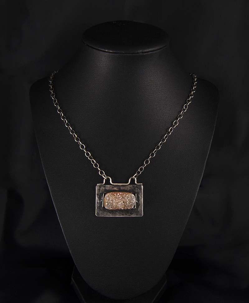 sterling silver necklace with druzy